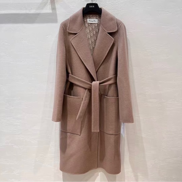Dior Mauve Belted Wool Coat - Picture 1 of 6